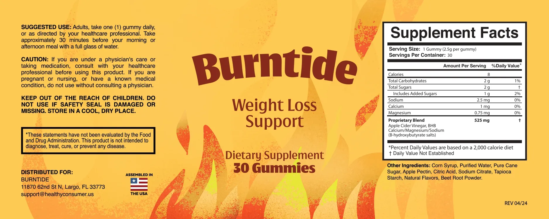 BurnTide product label